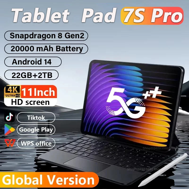 Versione globale Tablet originale Pad 7S Pro da 11 pollici Android 14 22GB + 1TB 20000mAh 5G Dual SIM Bluetooth HD 4K WiFi GPS Tablet