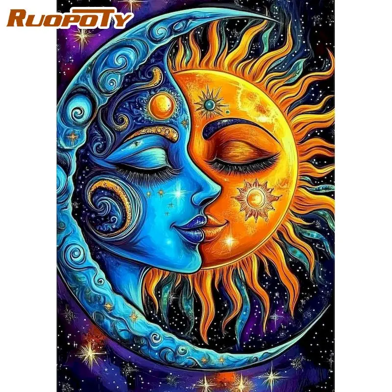 

RUOPOTY Diamond Painting Kits Painting Decor Diy Idea Abstract Full Round Diamond Art Painting Kits Home Decoration Diamond Art