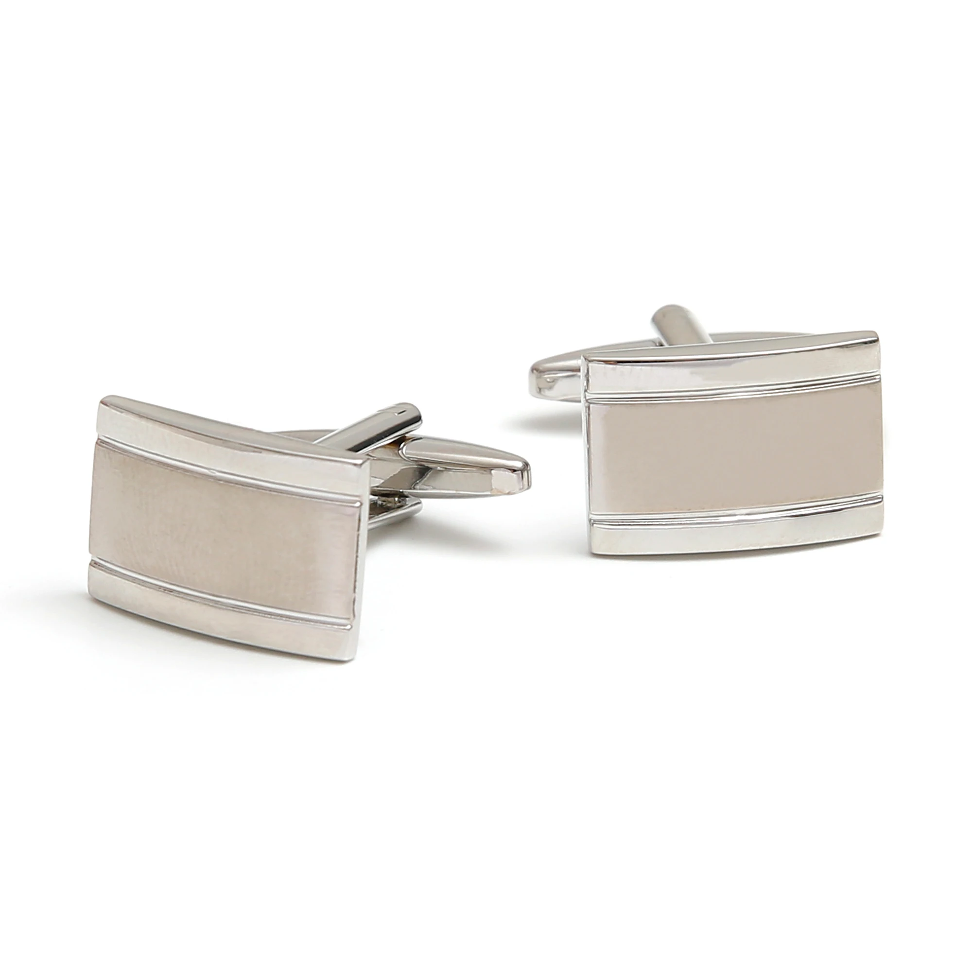TOMYE Silver Cufflinks for Men, Classic Wire Drawing Process Brass Square Dress Shirt Cuff Links Jewelry Gift for Dad Groom