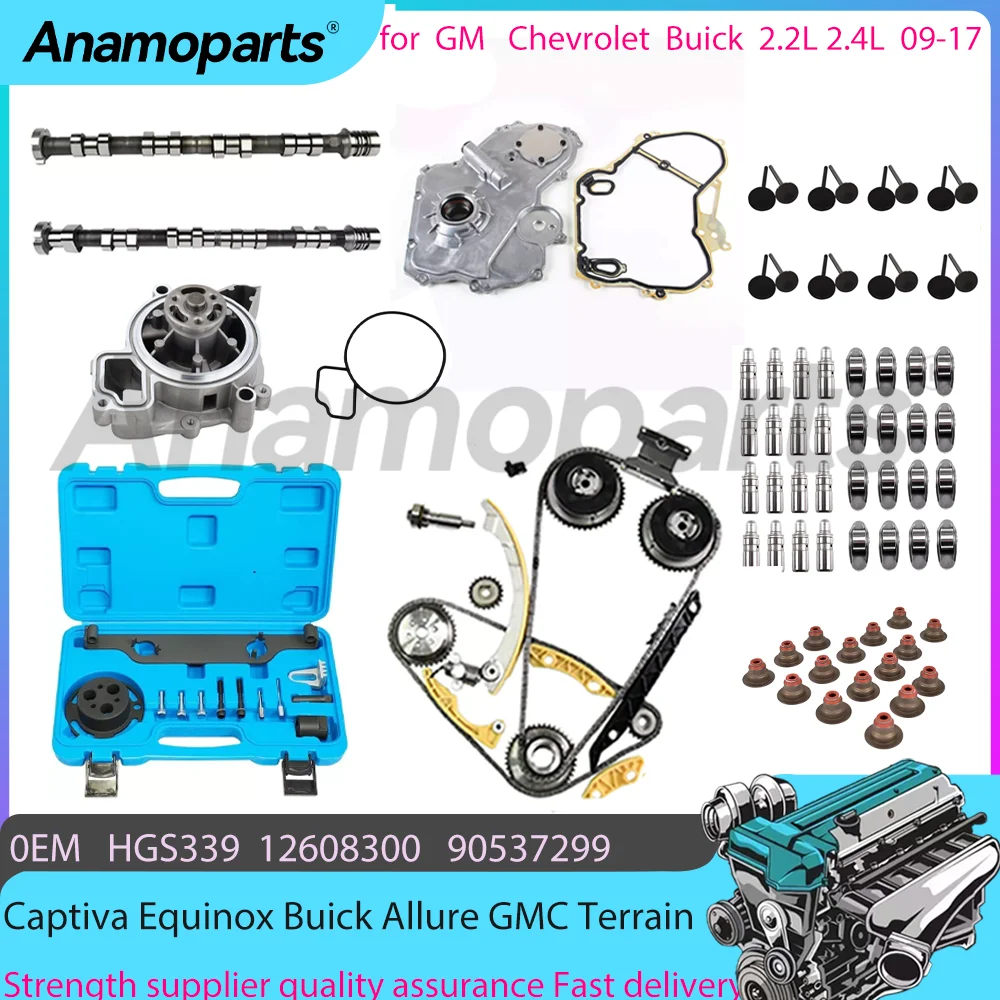 Timing chain kit Camshaft Water/Oil pump toolbok set for 2.4L 2.2L 09-17 Chevrolet Captiva Equinox Buick Allure GMC Pontiac L4