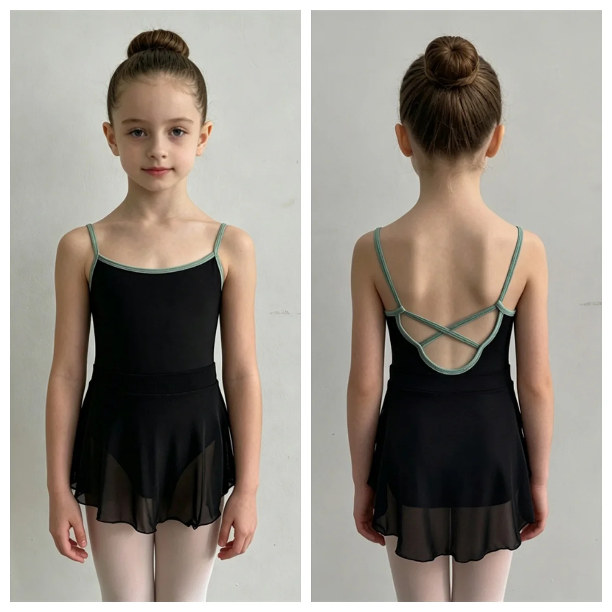 Justaucorps de danse pour enfants et filles, en coton et élasthanne, de haute qualité et bon marché, bicolore, avec jupe, pour la pratique du ballet