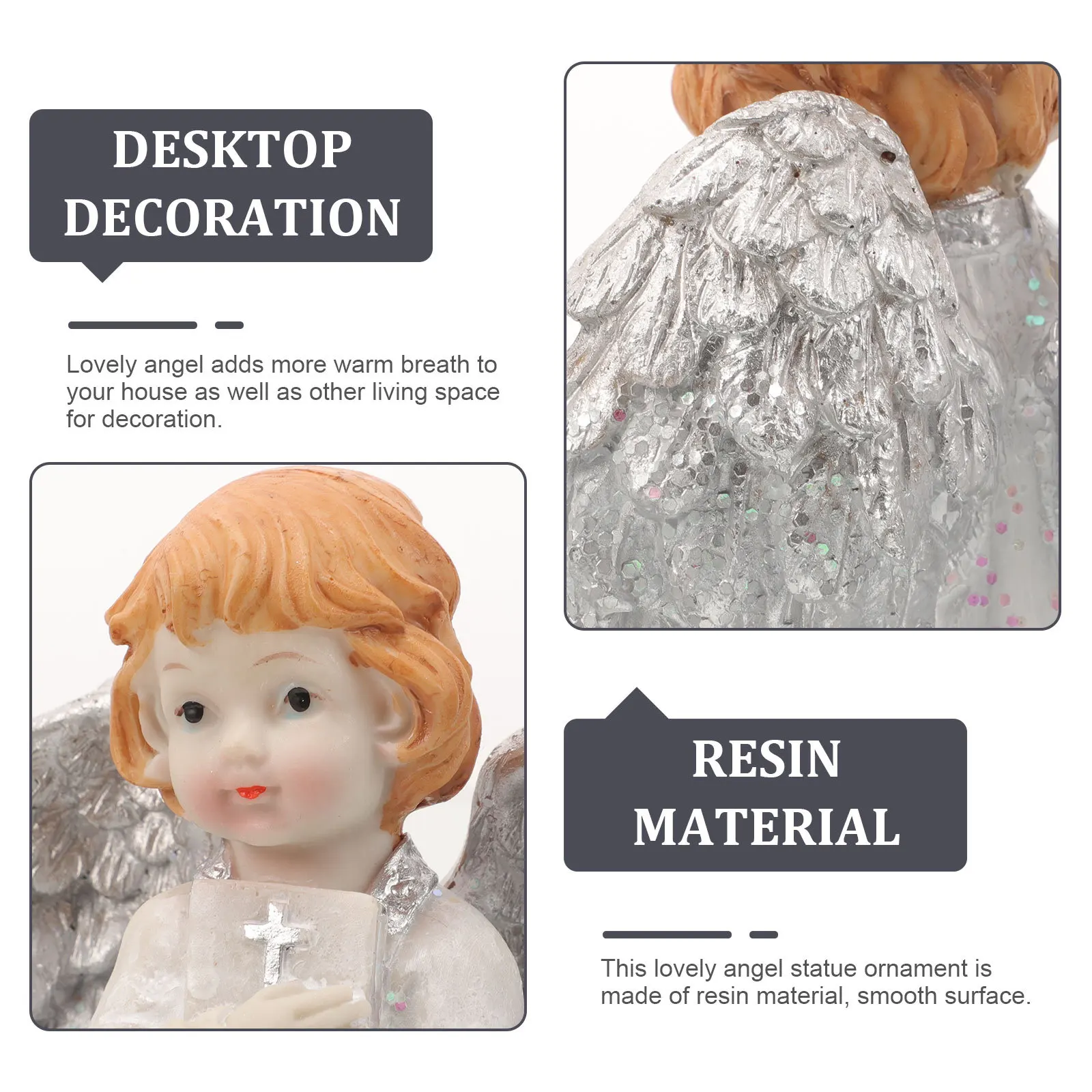 

1Set Adorable Angel Decor Sturdy Resin Craft for Housewarming Present Bedroom Living Room Shelf Display Wedding Holiday