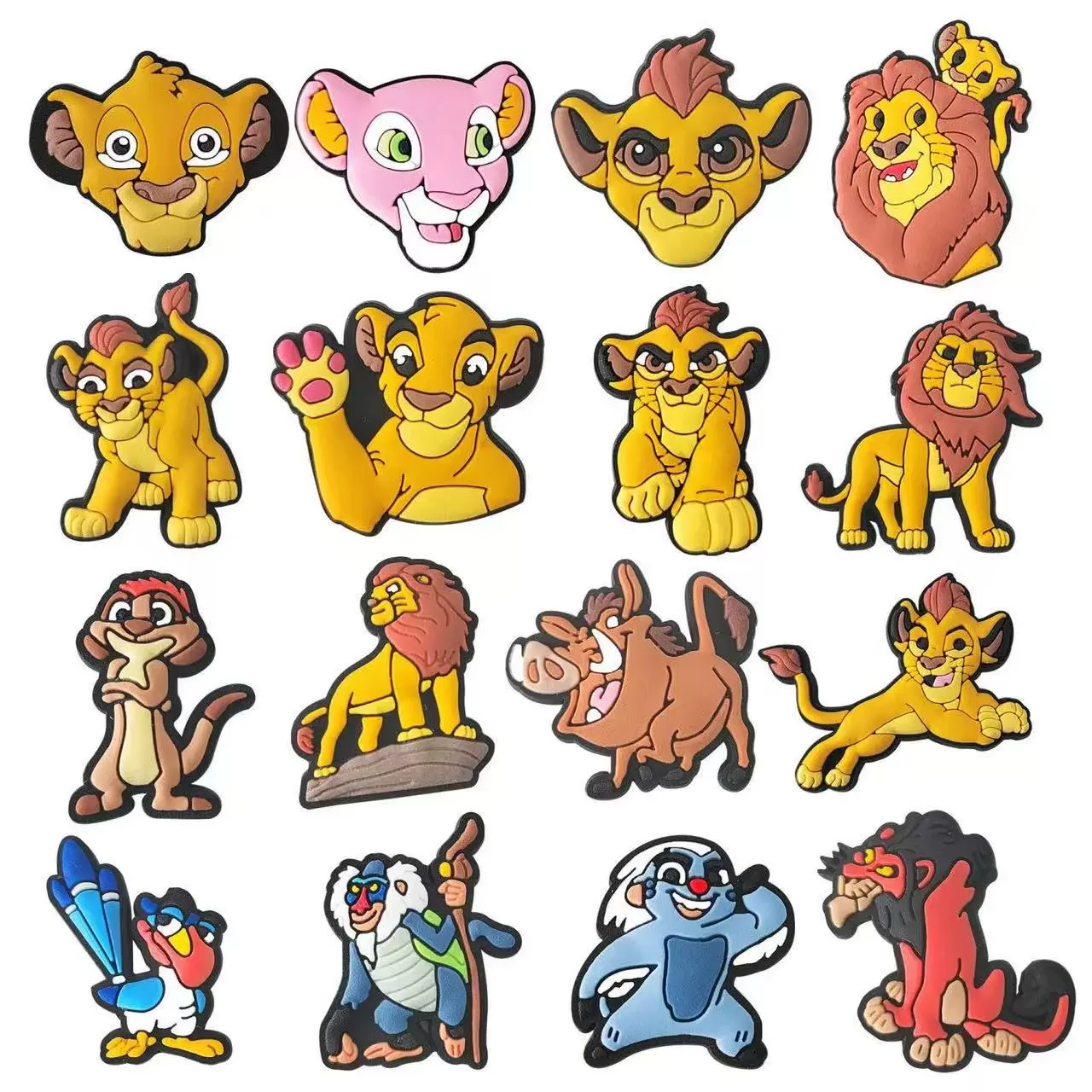 16Pcs MINISO King Lion Series Shoe Charms For Shoe Key Chain Sandals Beach Bags, PVC DIY Shoe Decorations Accessories Shoes Pin