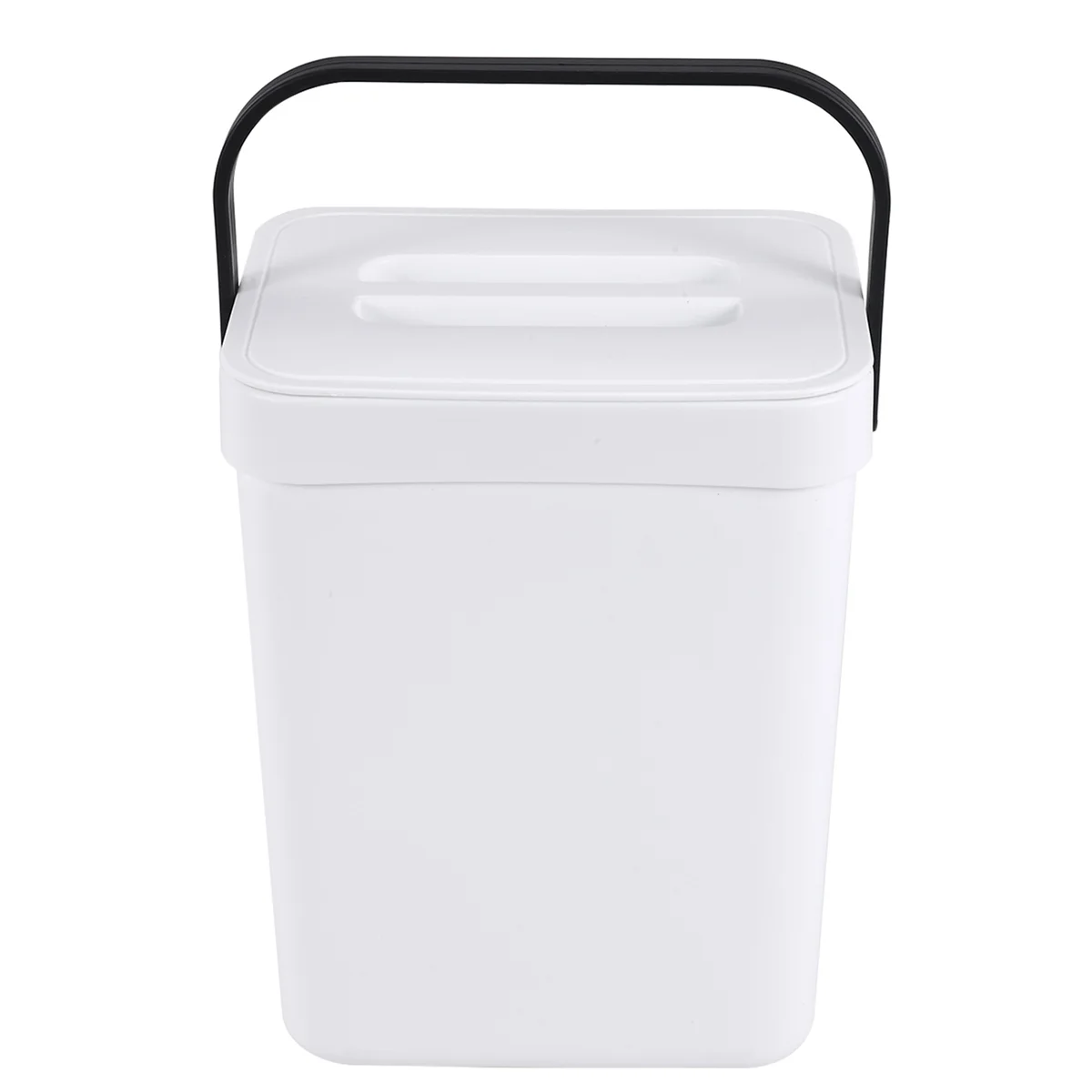 [in stock] 1.3 Gallon Kitchen Compost Bin Trash Can with Lid Food Waste Bin Small and Light Bathroom Trash Can White