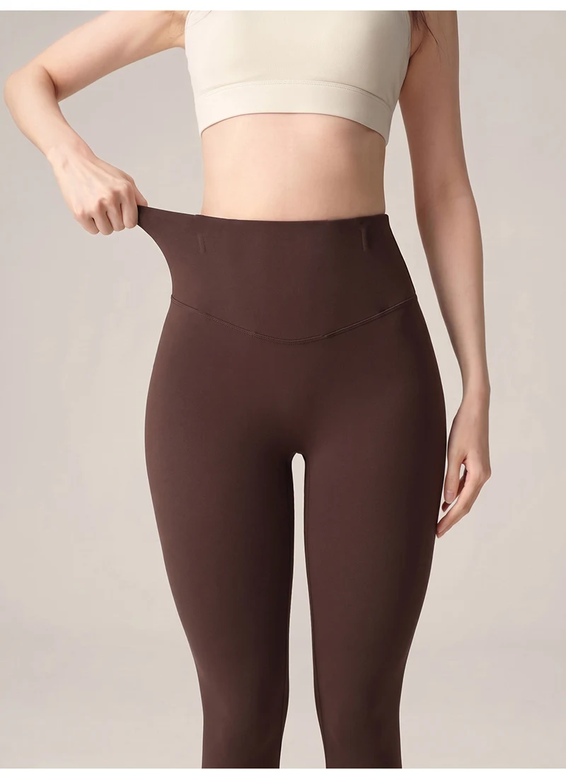 BIVIGAOS Autumn Fish Bone Waist Brushed Inside Sharkskin Leggings Women Light Fleece Tight Fit Slimming Sport Yoga Base Leggings