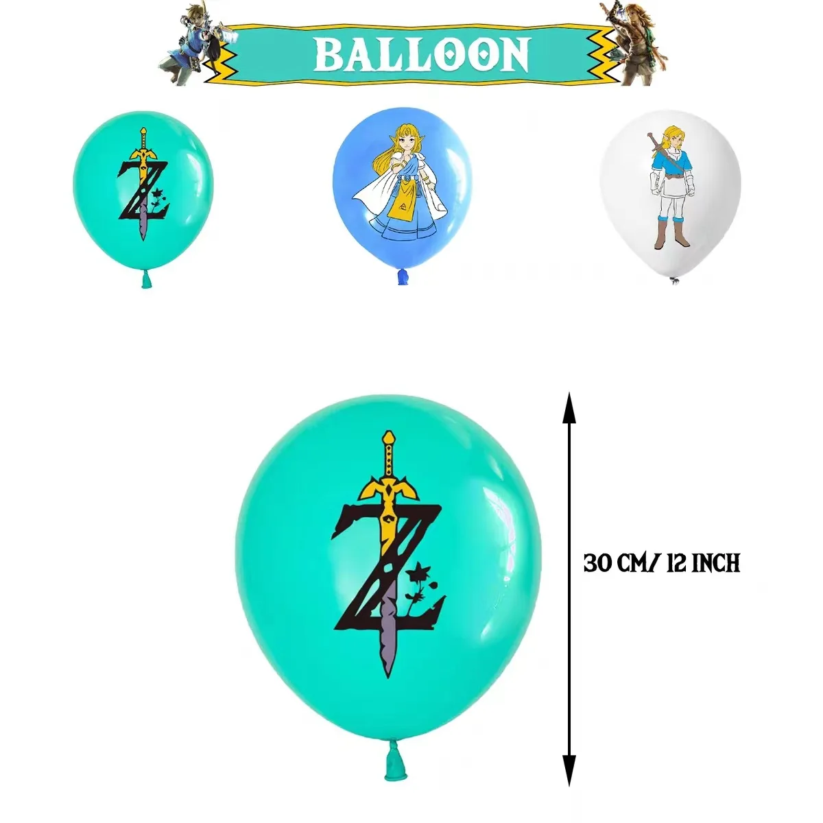 The Legend of Zelda-Spiele-Thema, Geburtstagsszene, Dekorationszubehör, Partydekorationen, Banner, Luftballons, Flaggenzieh-Partyset