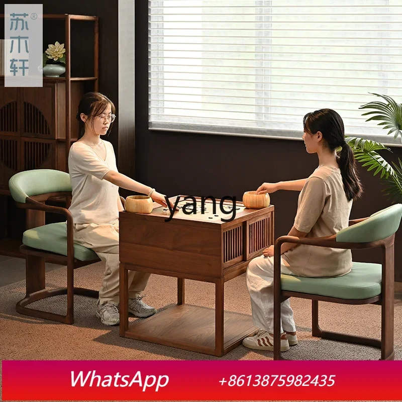 MM New Chinese Solid Wood Go Table Black Walnut Chess Table Double-sided Chess and Card Table