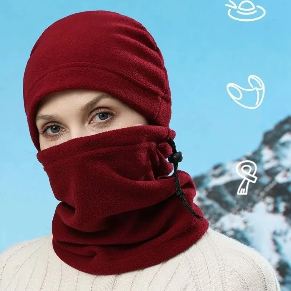 غطاء وجه دافئ من الصوف وشاح قبعة صوف ناعم مقاوم للبرودة قبعة بيني مقاومة للرياح برباط للرقبة شتاء دافئ #2