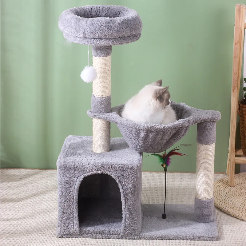 

Gray Cat Climbing Frame, Multi-layer Sisal Cat Scratching Board, Scratching Post, Cat Nest, Jumping Platform, Pet Toy Supplies