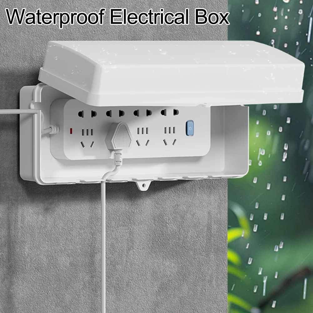

Secure Lockable Outdoor Extension Cord Box with 48 Output Holes Weatherproof Electrical Box for Outdoor Power Strip Protection