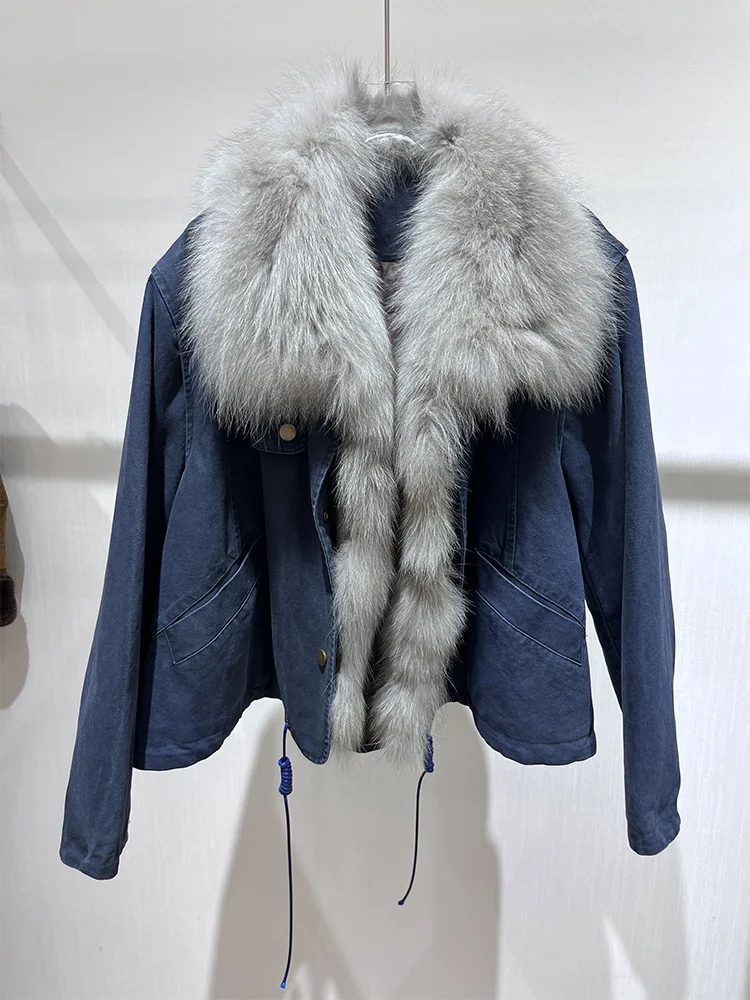 2025 Winter Warm Women Goose Down Jacket Real Natural Fox Fur Collar Puffer Jacket Luxury Outwear Female Coat