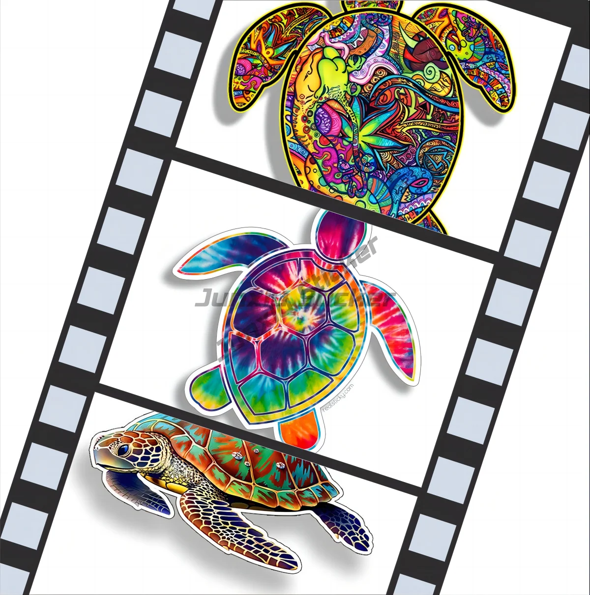 Tie Dyed Turtle Sticker Beach Laptop Car Window Bumper Vinyl Decal Scratch Roof Sunscreen