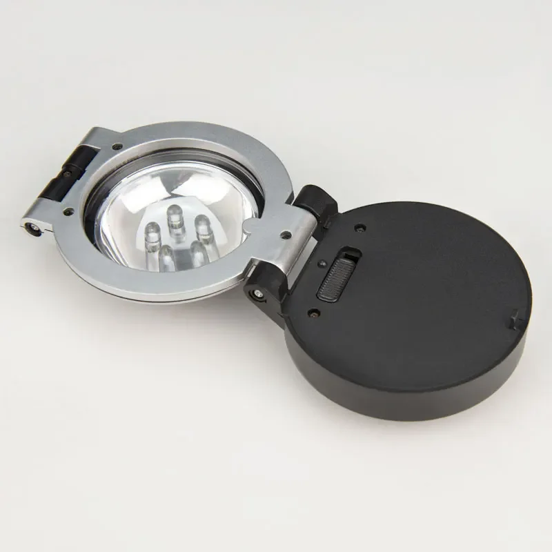 Lupa plegable iluminada de bolsillo 3X con luz LED, reparación de relojes, lupa multifuncional