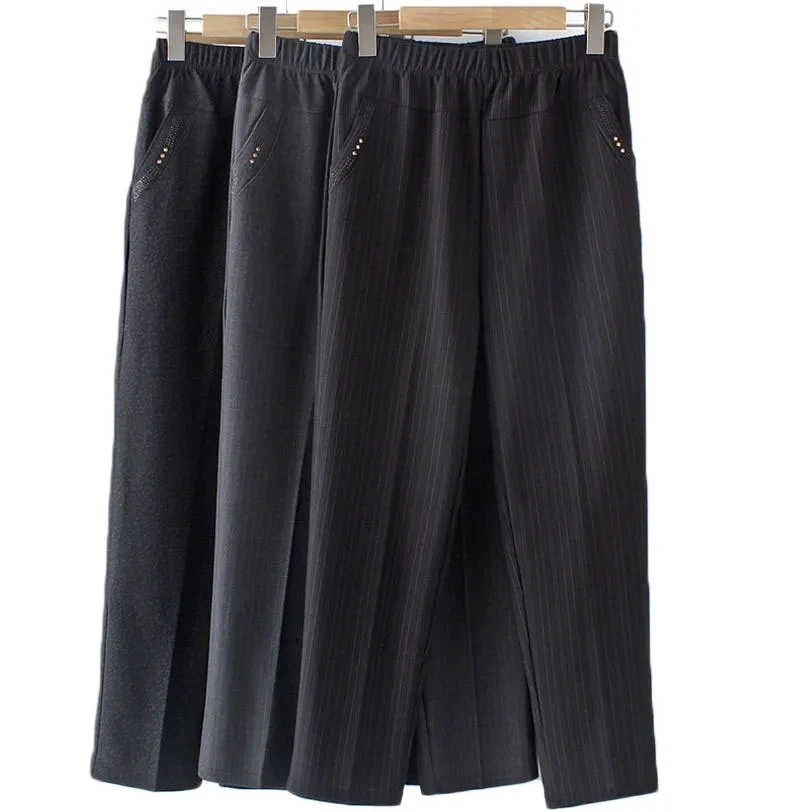 

Весенне-осенние женские брюки с эластичной резинкой на талии, повседневные брюки, зимние бархатные теплые длинные брюки, средние женские прямые брюки большого размера