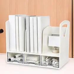 Desk Book Organizer Office Storage Rack for Home Multiuse Save Work Desk Supplies Vertical Bookshelf Counter Top Bookcase