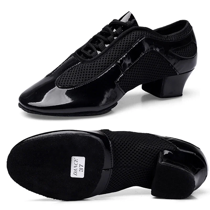 Outdoor Indoor Wear Leather Latin Dance Shoes for Women Men 3.5cm 5cm Heel Tan Black Ballroom Dance Shoe Street Dance Shoes