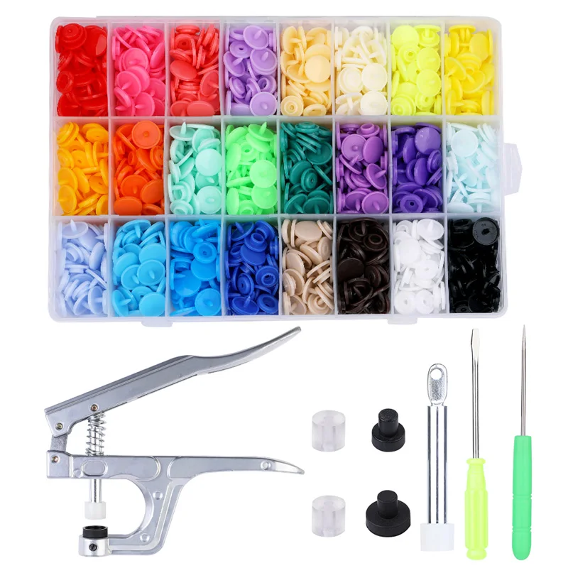 KRABALL Multicolour Snap Clip Plastic Clothing Button or Pressure Nail Fastener With Storage Box DIY Sewing Tool Accessories