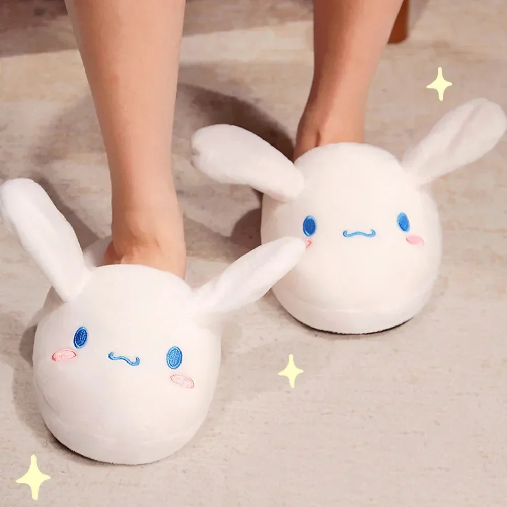 Sanrio Cinnamoroll Movable Ears Cartoon Kawaii Cute Cotton Slippers Melody Kuromi Plush Anime Plushie Shoes Home Indoor Slippers