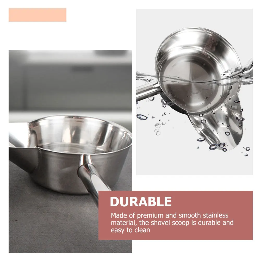 

Stainless Steel Food Shovel Scoop Wide to Narrow Opening Design for Fried Chicken Fries Candy Popcorns Ice Grains Packaging