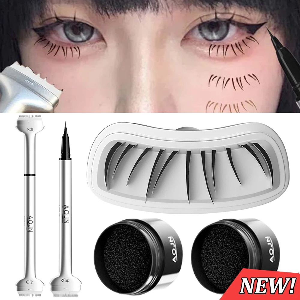 Dubbelzijdige Luie Eyeliner Pen Waterdichte Onderste Wimperafdichting Snelle Droge Zwarte Eyeliner Potlood Met Lagere Lash Stamp Make-Up Novice