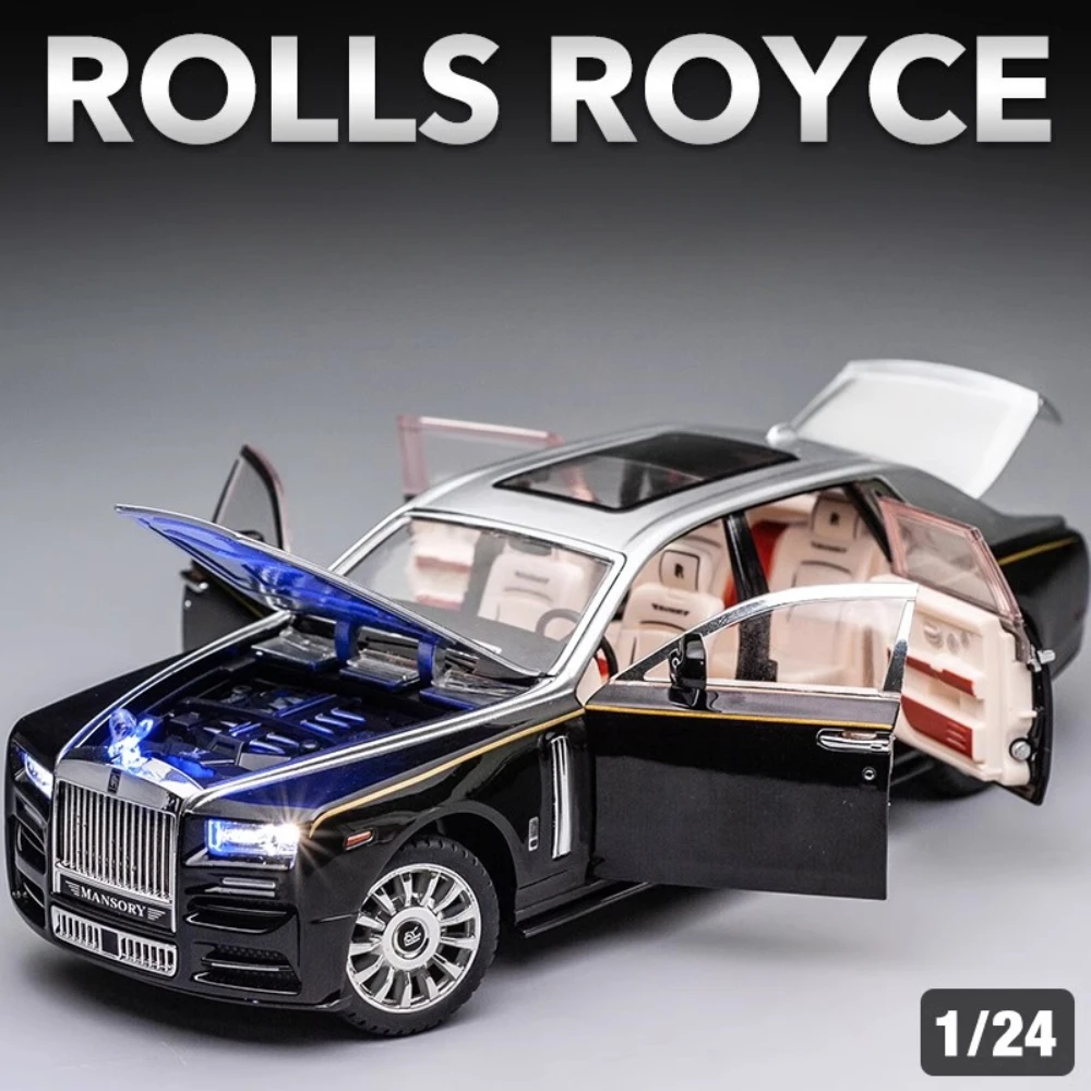 1:24 Rolls-Royce Phantom Mansory Car Model Toy Metal Diecast Simulation Vehicles Pull Back Toys Collection for Boy Birthday Gift