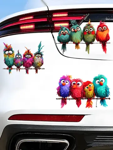 Autocollants décoratifs créatifs en forme d'oiseau drôle pour fenêtre en verre, décalcomanies en vinyle, miroir mural, festival, décoration de la maison, 1PC
