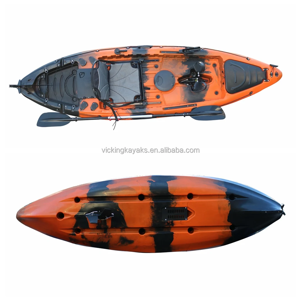 2024 Nuovo design in plastica per kayak da pesca a pedale per mare, lago, fiume, canoa, lunghezza 3,18 m, materiale per scafo in HDPE