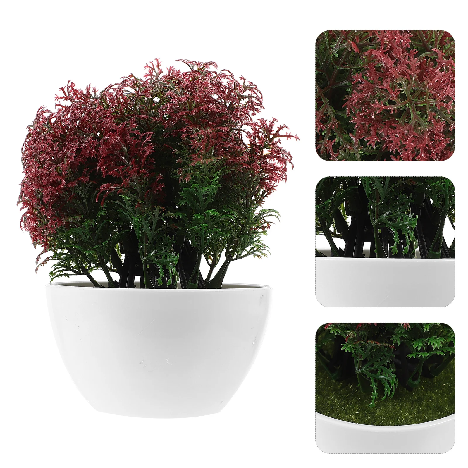 

2 Pcs Artificial Potted Plant for Office Plants in Pots Flowers Chic Decoration Realistic Faux Small Fake Bonsai Pp