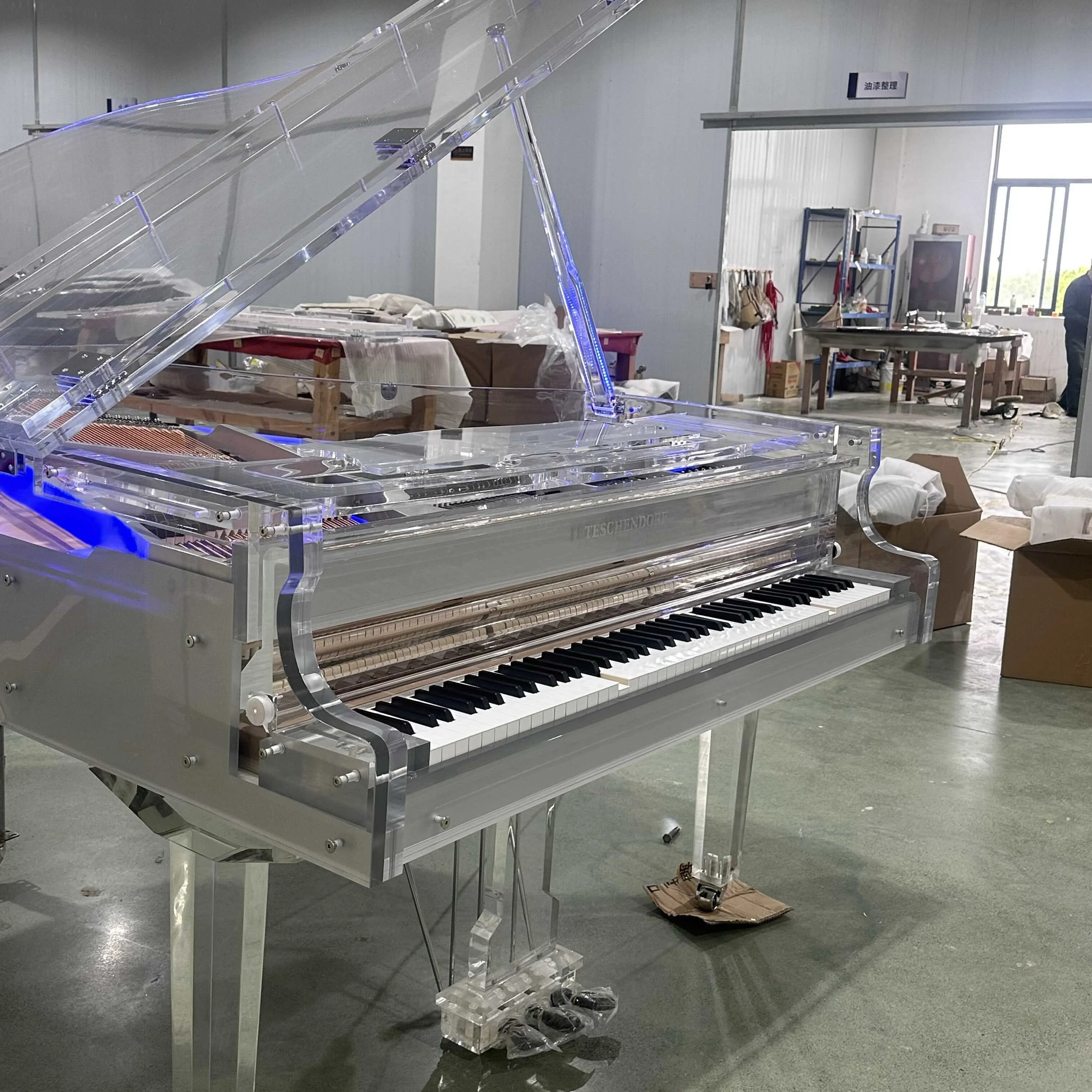 Custom Order, Silver Acrylic Grand Piano with Autoplayer System 152cm~275cm, Logo Customized