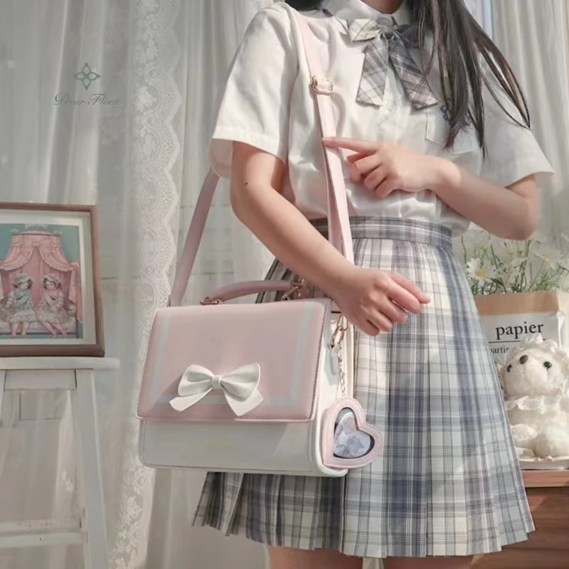 Bolso cruzado de hombro para mujer, bolsa bonita y moderna, transparente, estilo japonés Preppy, Kawaii JK, versátil