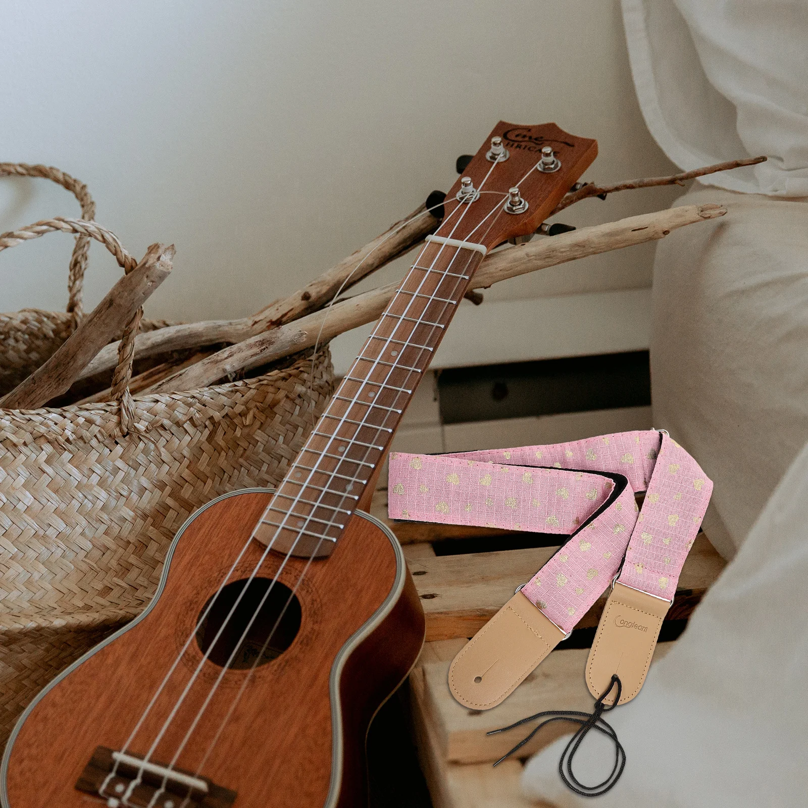 

1pc Guitar Strap Pink Lightweight Durable For Acoustic Electric Bass Folk String Instruments Guitar Accessory