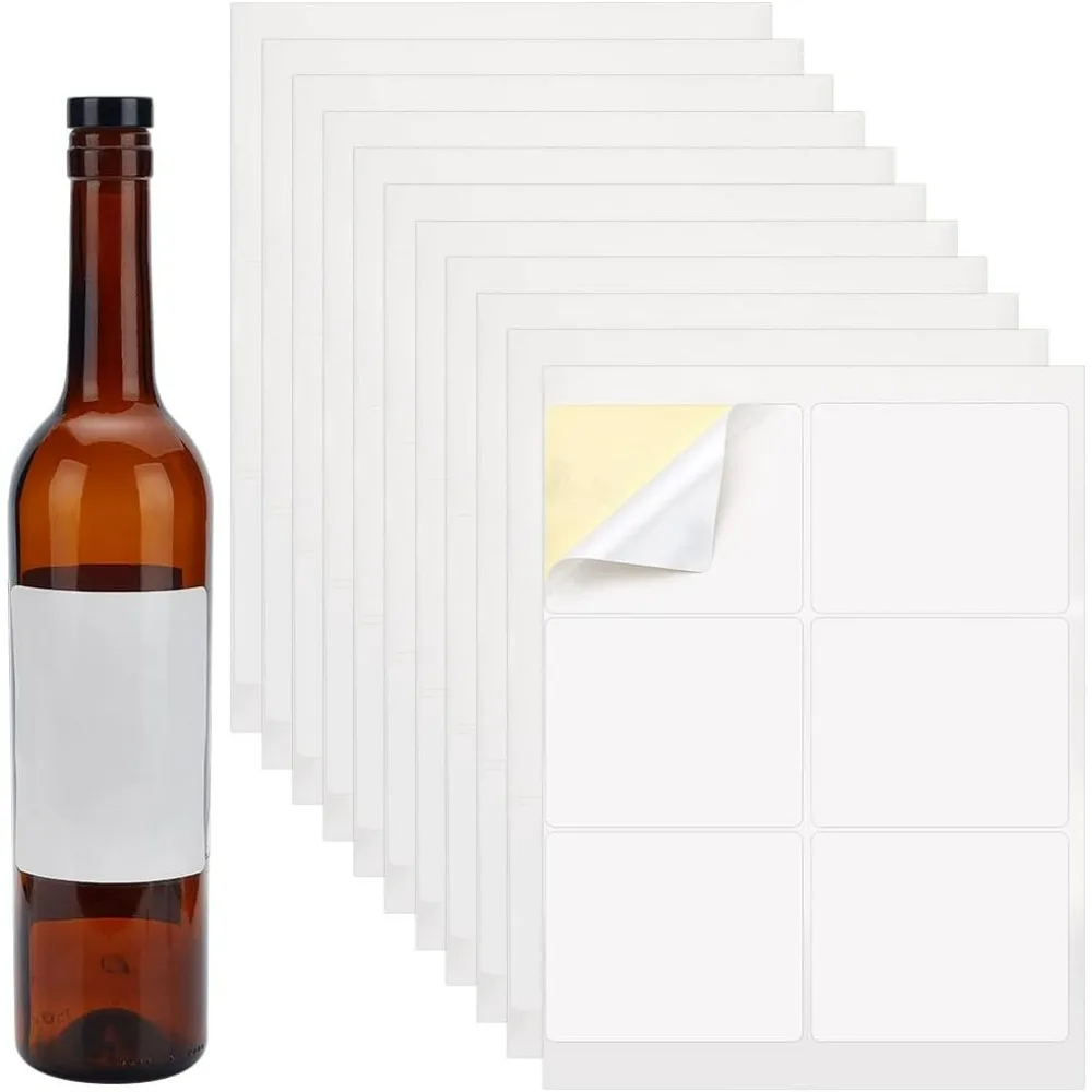 

120pcs 3.9 x3.3 Inch Adhesive Wine Bottle Labels, White Blank Wine Label Label Sticker Rectangle Printable Stickers for Wine