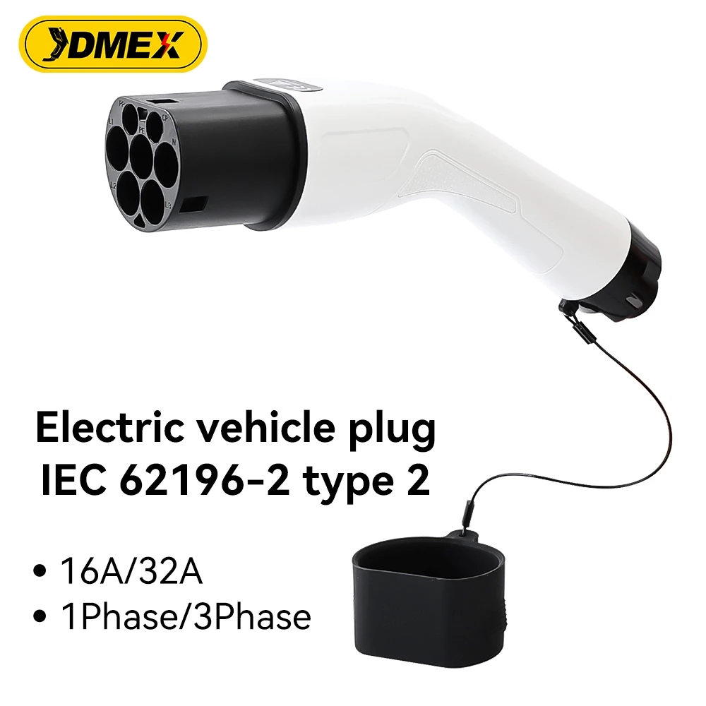 JDMEX Type2 Male Plug 16A 32A 3.6 / 7 / 11 / 22KW IEC 62196-2 Male Converter Connect Charging Station Socket