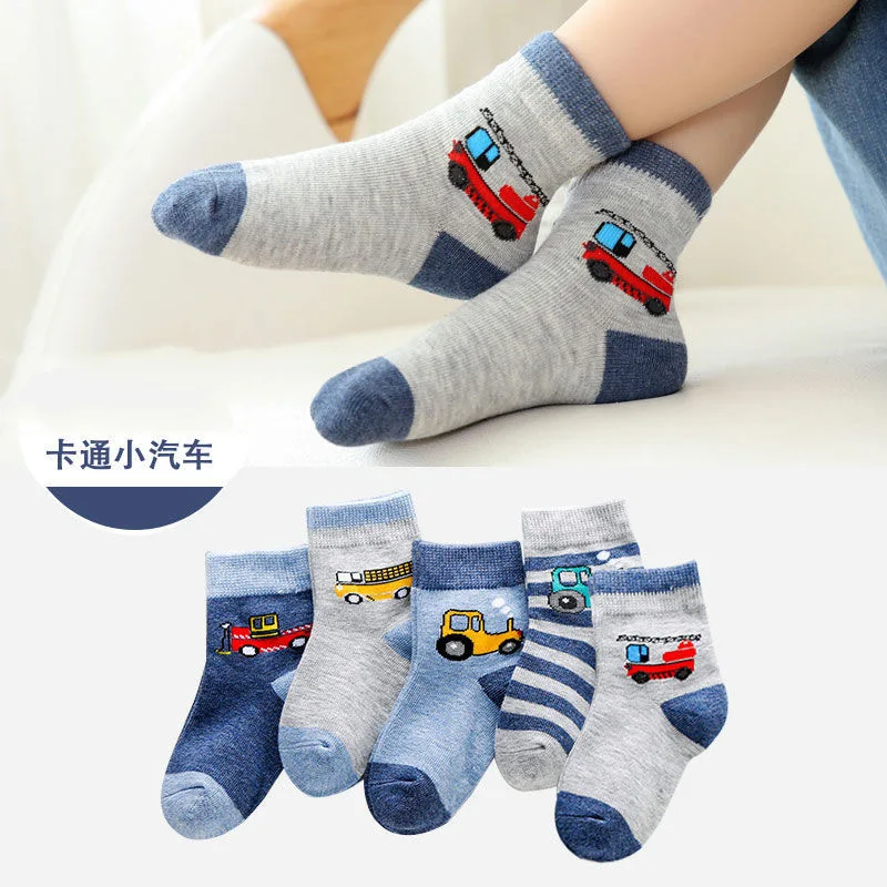 5 Pairs Children Sock Medium Length Anime CartoonComfort Warm High Quality Kids Baby Socks Boy Socks Four Seasons