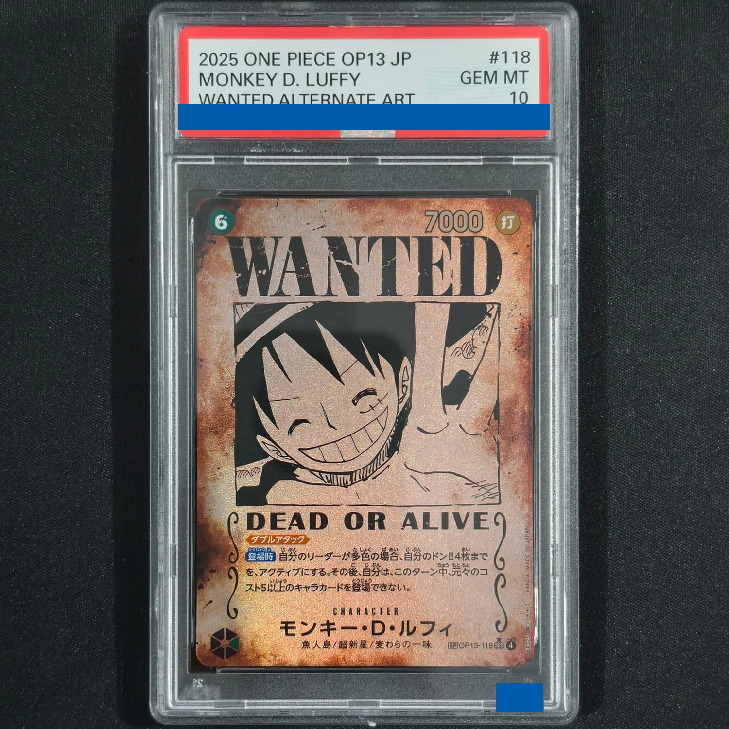 12 style ONE PIECE OP09 Monkey D. Luffy OP13-118 Shanks Donquixote Doflamingo Wanted Alt Art Grade Gem Mint 10 Collection Card