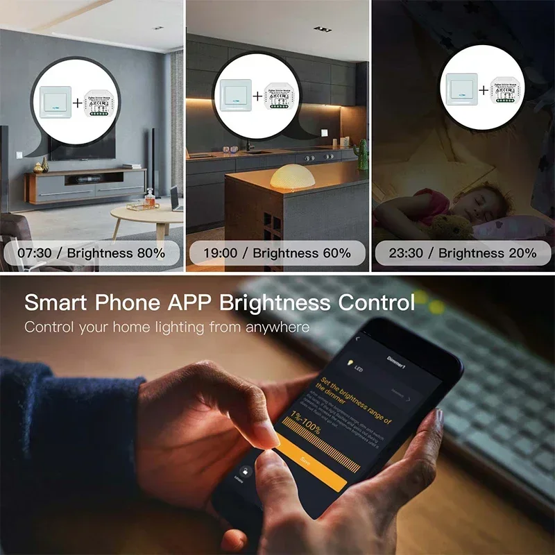 ZigBee 3.0 Mini DIY Tuya Smart Life Smart Dimmer Switch Module Hub Required App Remote Alexa Google Home Voice Control 1/2Way