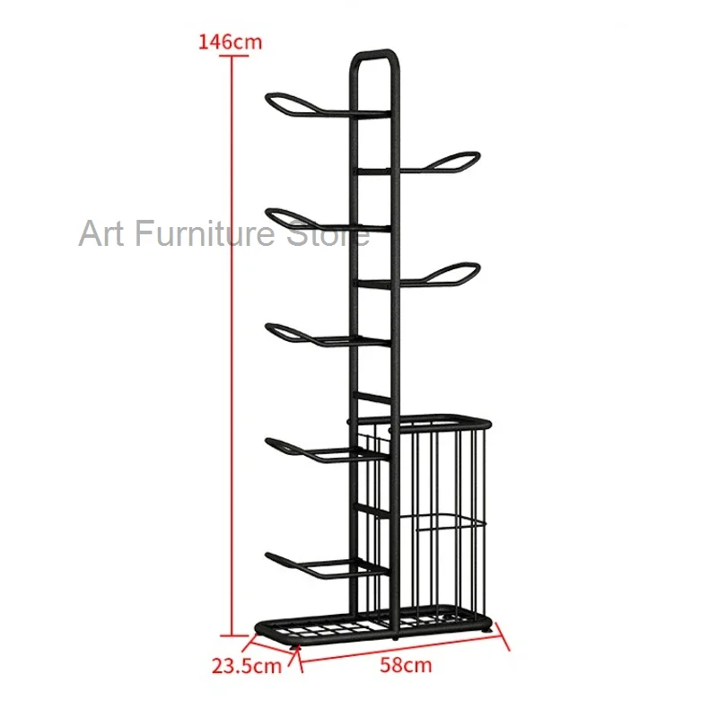 8 Tier Wall Mounted Basketball Rack, Vertical Football Holder, Soccer Stand, Ball Rack with Basket for Garage, Tool Room