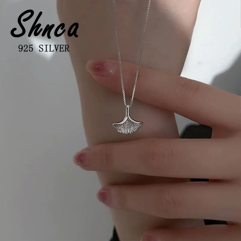 New Arrival Hot Sale 925 Sterling Silver Handmade Ginkgo Biloba Leaves Clavicle Chain Necklaces For Women Girl XN145