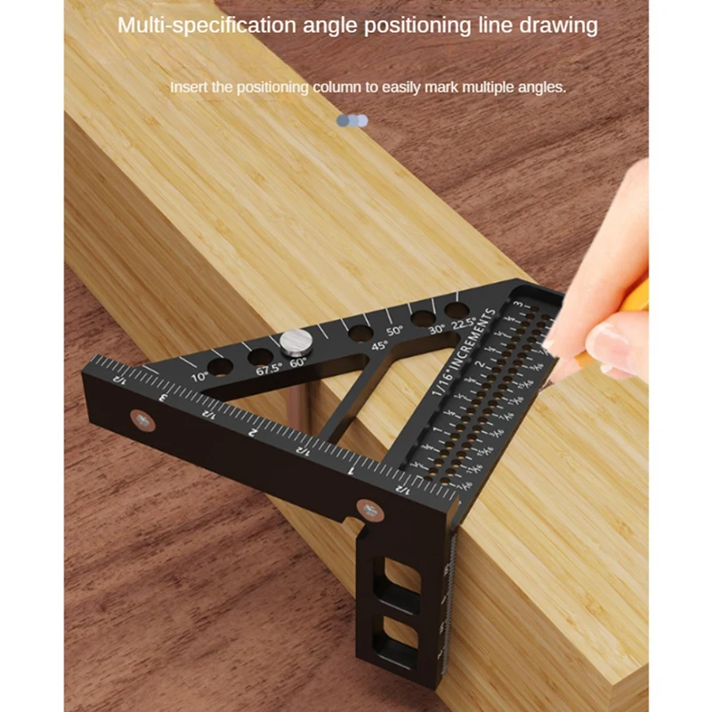 3-In-1 Triangle Hole Ruler High Precision Woodworking Angle Ruler Guage Carpentry Measuring And Marking Hand Tool