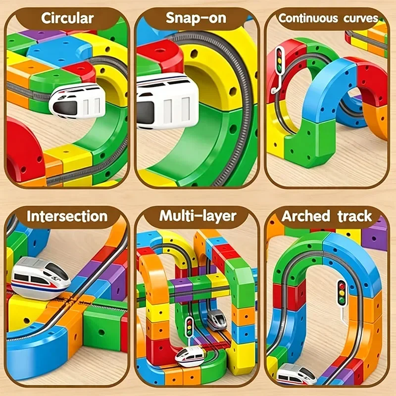 51PCS Magical Track Train USB Rechargeable 3D Building Tracks Cube Rails STEM Educational Toys Christmas Birthday Gift view 3