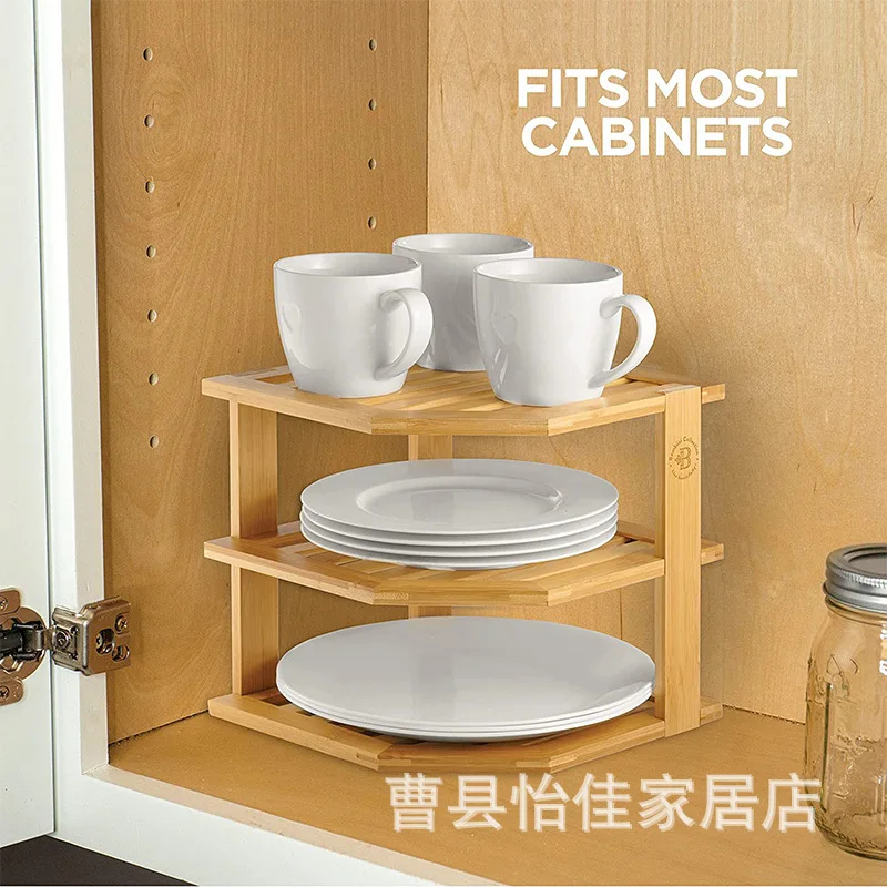 

YFY Bamboo Storage Rack Kitchen Wooden Plate Storage Rack Cabinet Rack Multi-layer Desktop Solid Wood Multifunctional Shelf