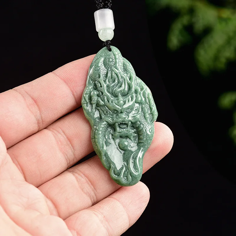 

Green Myanmar Jadeite Dragon Pendant Necklace Natural Gemstone Stone Gifts for Women Real Jewelry Vintage Burmese Jade