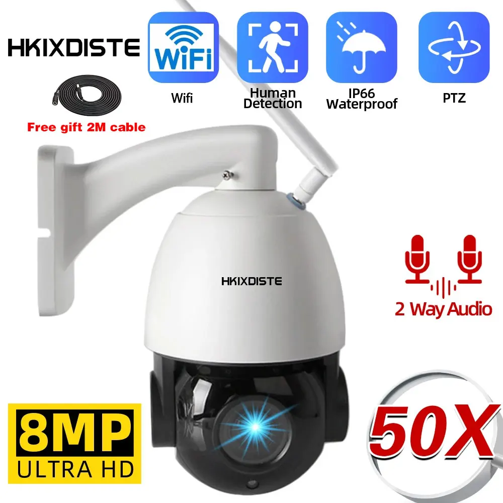 

4k 50X 30X Zoom Wifi PTZ IP Dome Camera Outdoor Two Way Audio PTZ Security Surveillance Camera Wireless CCTV IP Cam 8MP ICSEE