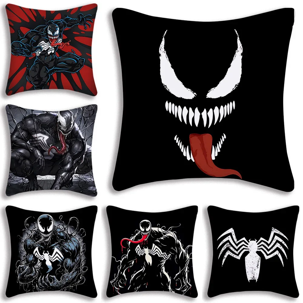 Pillow Covers HOT Movie Venoms Cool Cartoon Sofa Decorative Home Double-sided Printing Short Plush Cute Cushion Cover