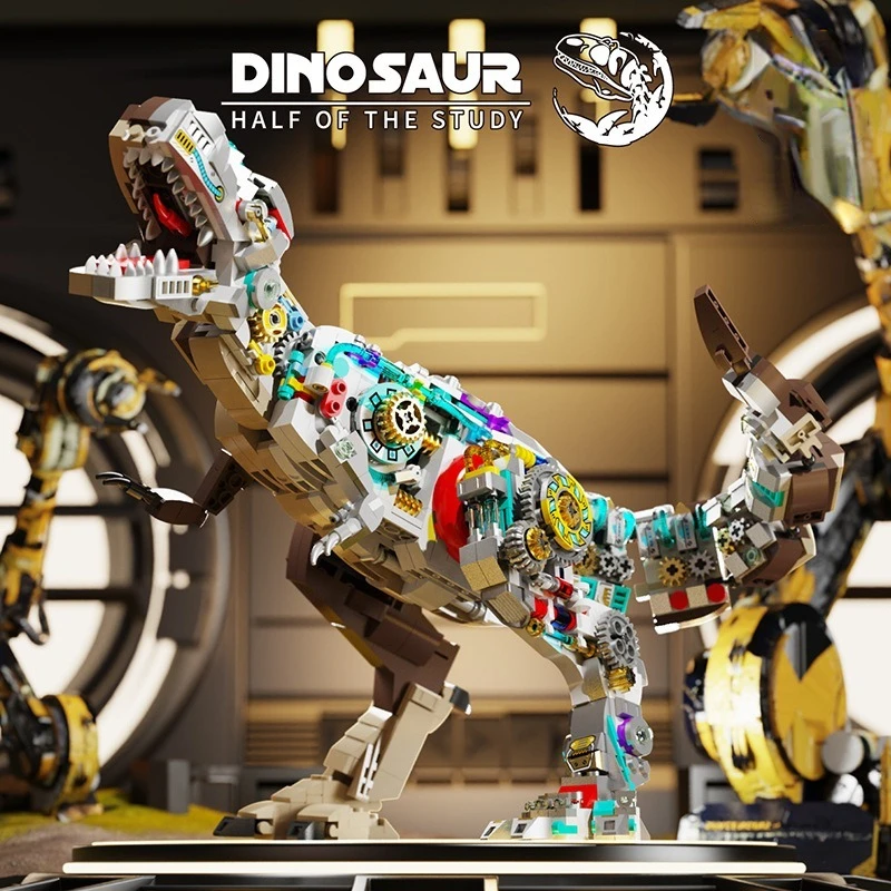 

Semi Mechanical Tyrannosaurus Rex Triceratops Assembly Building Blocks Dinosaur World Education Toys for Kids Christmas Gift