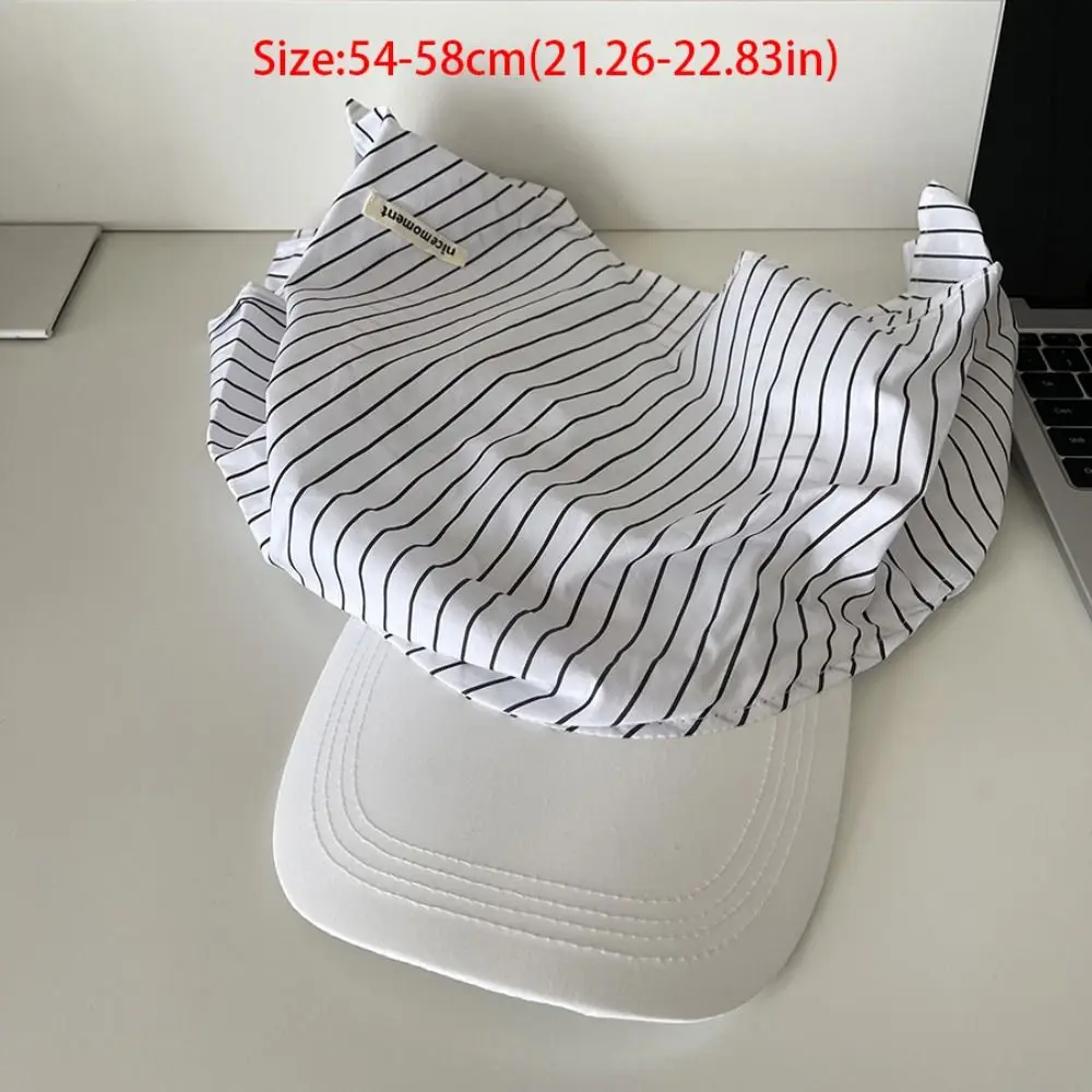 Sweet Cool Korean Style Scarf Hat Cotton Hiphop Stripe Baseball Cap Spicy Girls Sunscreen Strappy Scarf Hat Summer