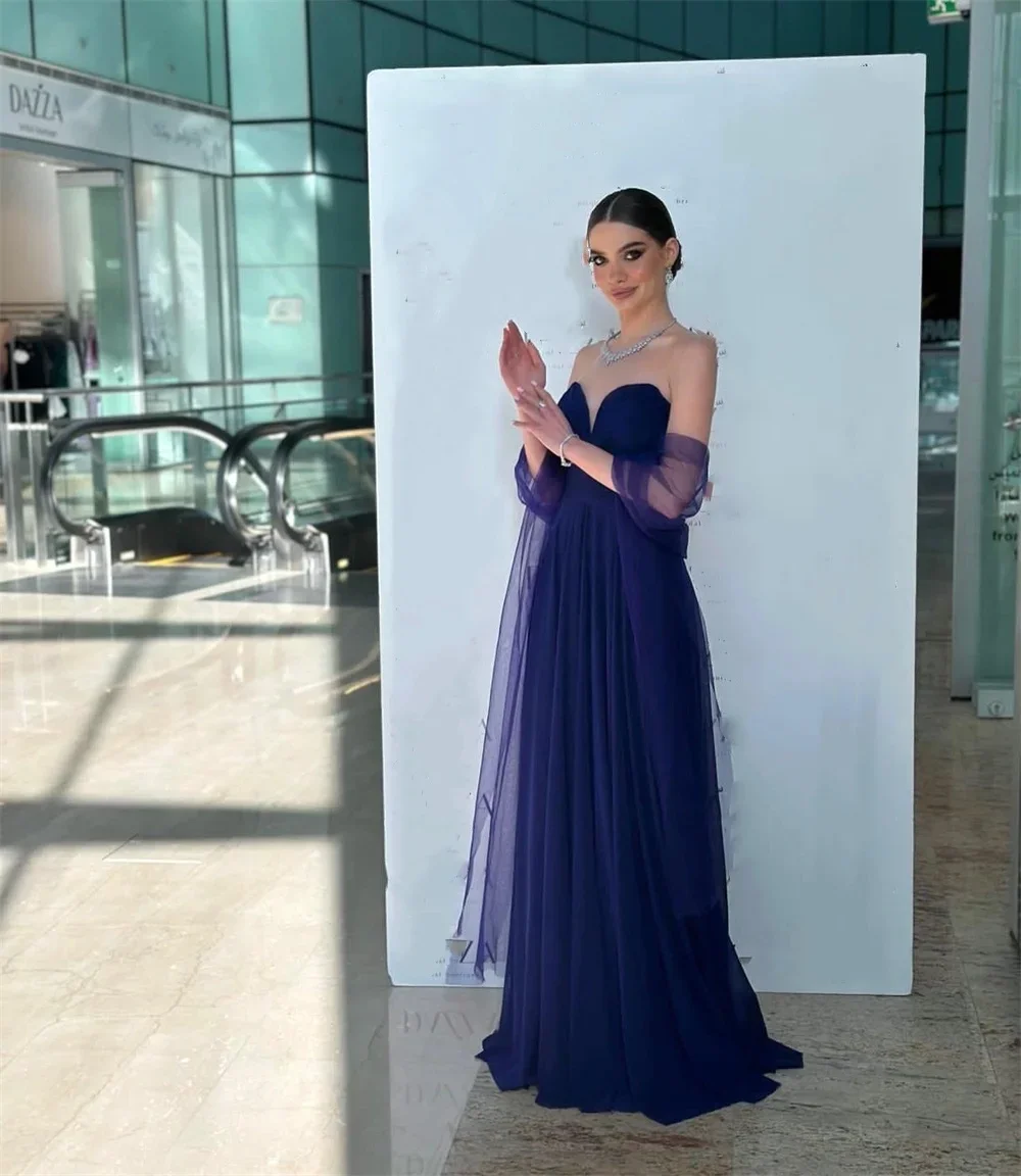 Saudi Arabia Evening Dress Prom Sweetheart A-line Floor Length Open Back Skirts Tulle Draped Stole Bespoke Occasion Dresses Form