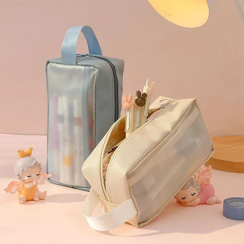 Simple Fashion Pencil Case Cute Large Capacity Pencil Pouch Portable Stationery Storage Bags Multifunctional Pencil Case