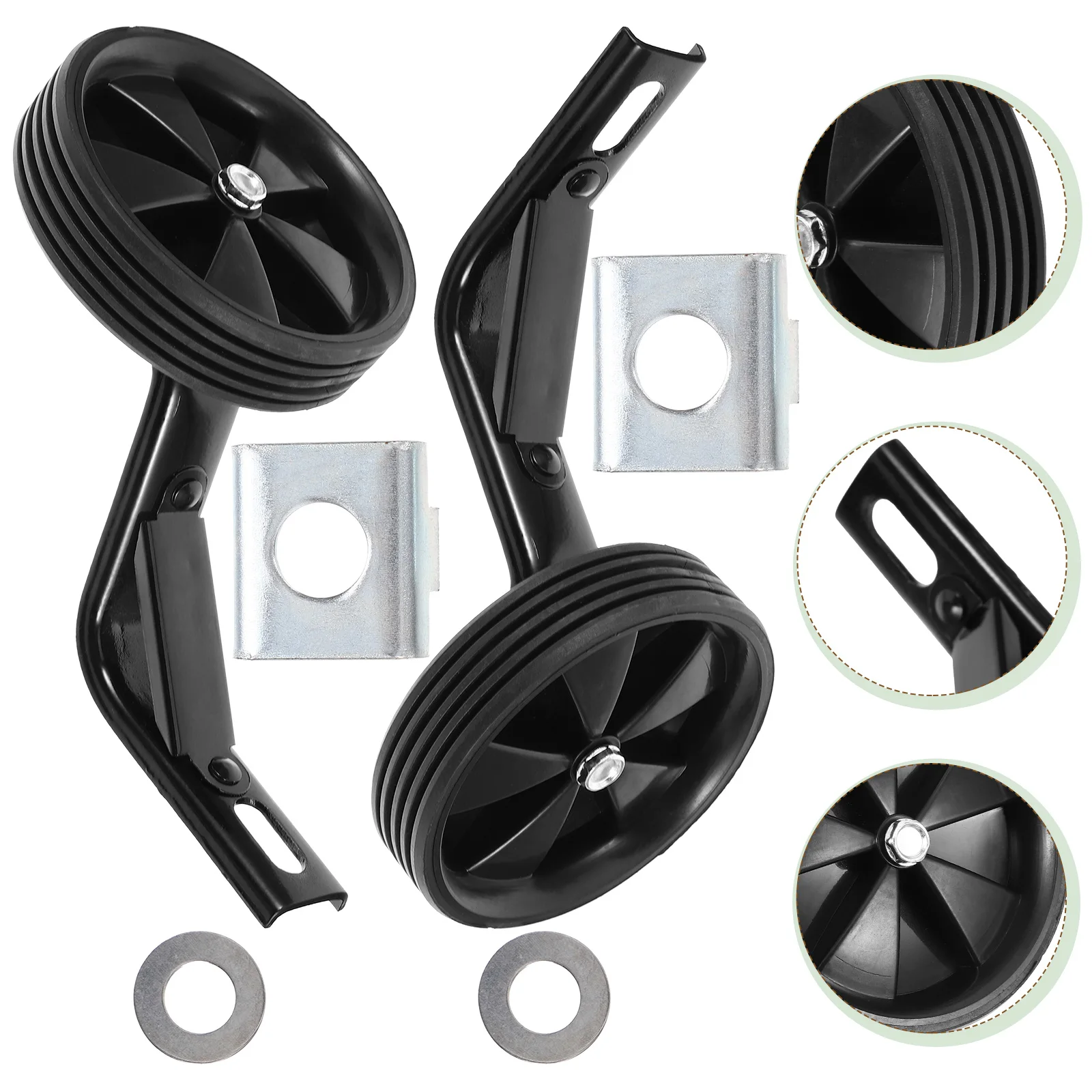 

Bicycle Auxiliary Wheel Accessories 12-16 Inch Black Training Wheels for Kids Bike Stable Replacements Steel Stabilizer Riding