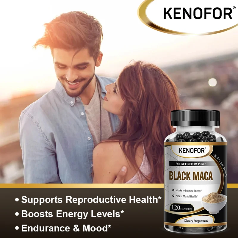 Black Maca Root Capsules, 10,000 Mg Equivalent, Supports Strength, Endurance and Mood, Natural Energy